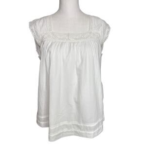 Lucky Brand White Cotton Eyelet Lace Blouse Size S